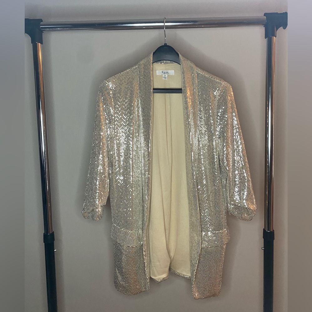 C by One Womens silver sequin blazer size small